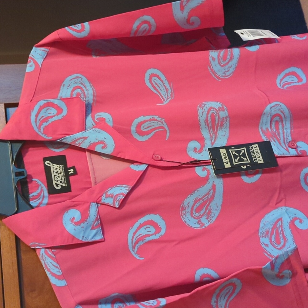 Fresh Pink  Paisley Men's Shirt. Medium SALE